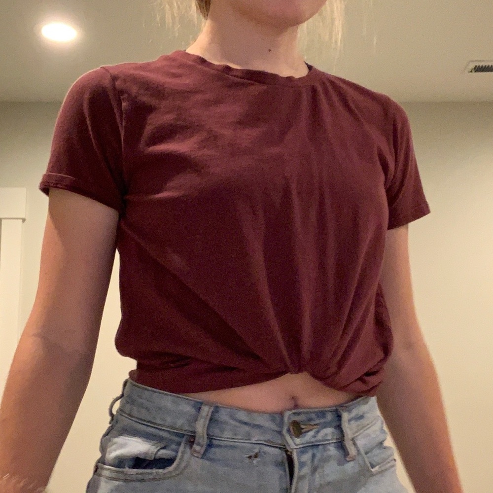 Cropped Front-Tie Shirt